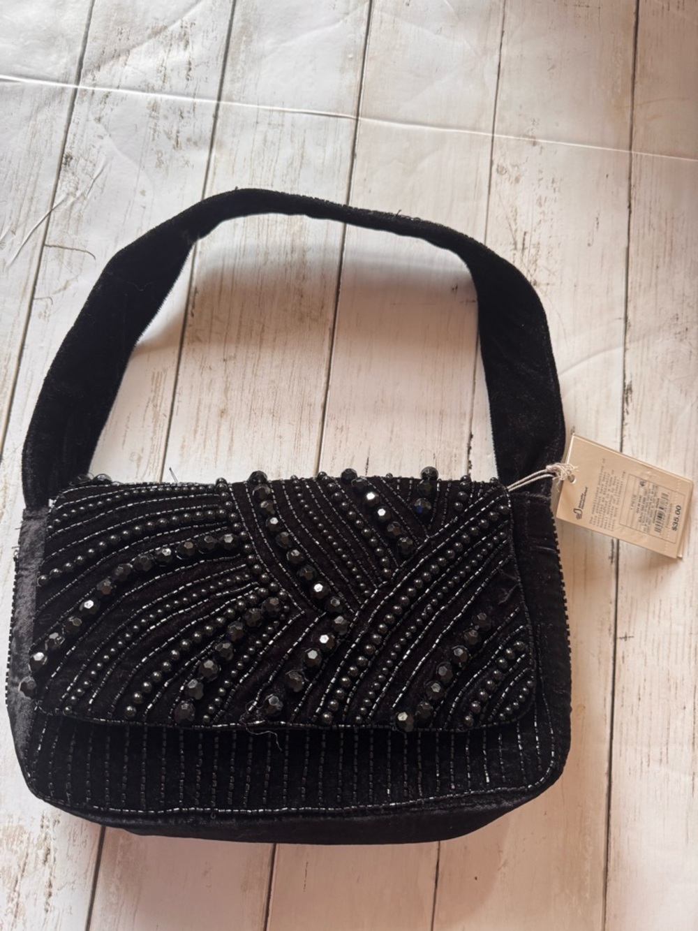 Black Beaded Shoulder Bag Mini Purse Evening Y2K Vintage Style